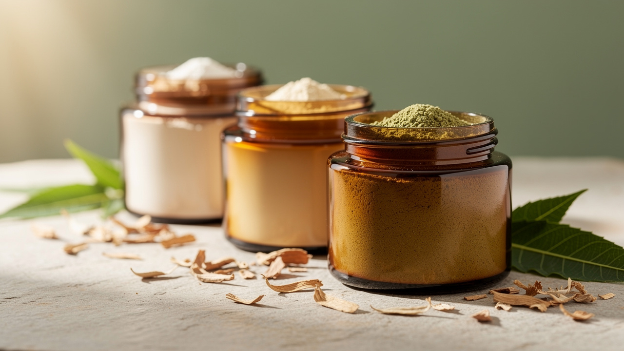 Premium talc-free Ayurvedic baby powder in glass jars